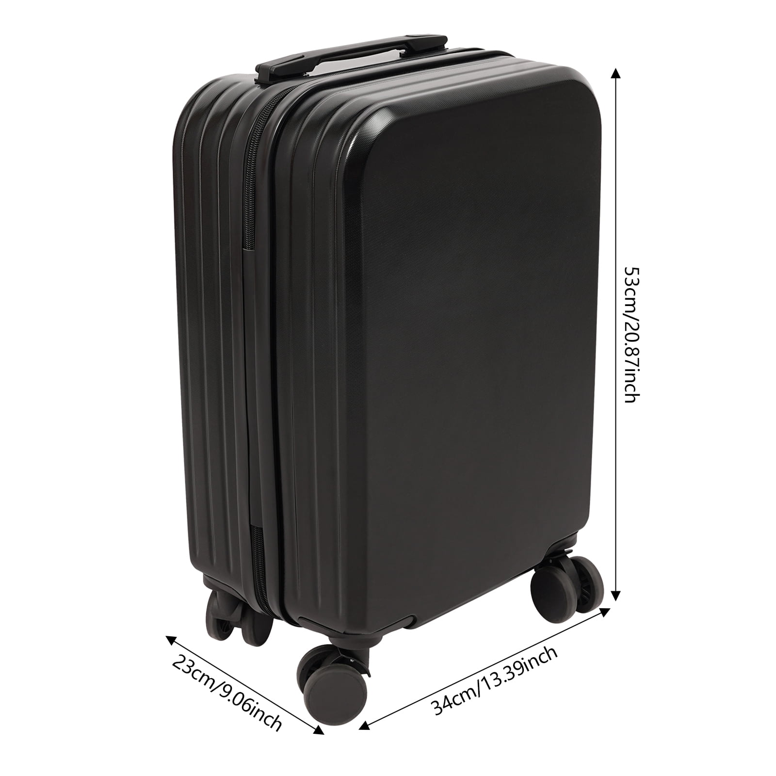 20" Travel Luggage Suitcase Black Carry On Luggage, Suitcase with Cup Holder