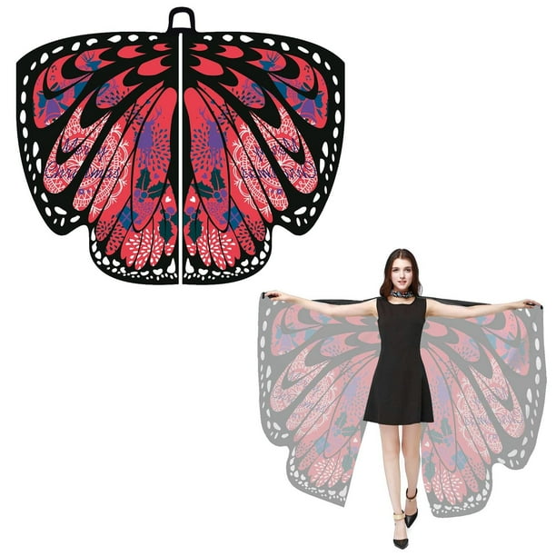 Chal de alas de mariposa para fiesta de Halloween para mujer, disfraz de festival para adultos