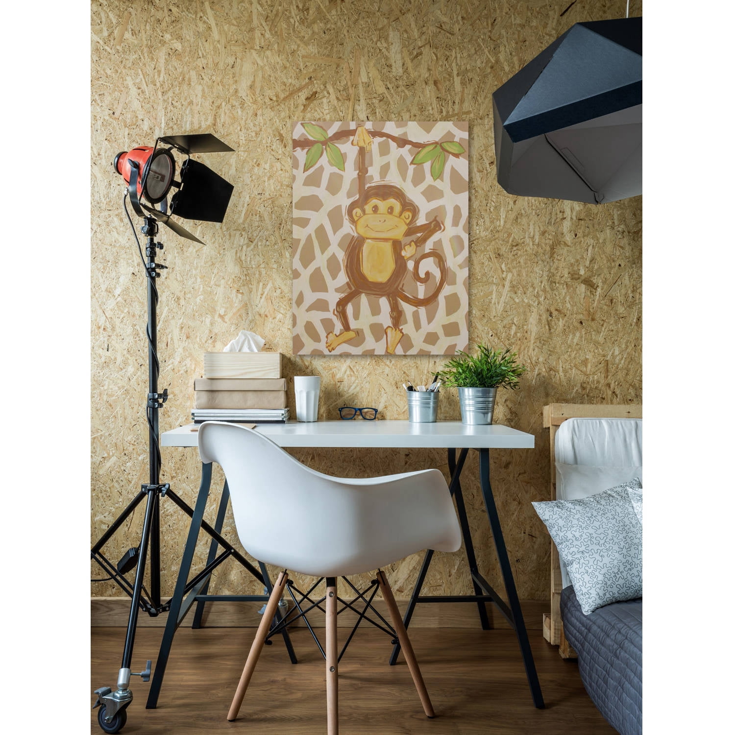 Marmont Hill "Tan Monkey" by Reesa Qualia Painting Print on Wrapped Canvas