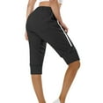 thumbnail image 4 of Npasoilc Capris Pants For Women High Waisted Shorts Straight Wide Leg Short Stretchy Work Sport Shorts Summer Outfits Comfy Sweatpants Elasticated Waist Drawstring Capris Trousers, 4 of 9