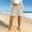 Khaki, variant on Delayuji Women's Short Solid Color Loose Breathable Elastic Tie Up Cotton Linen Shorts For Women Summer