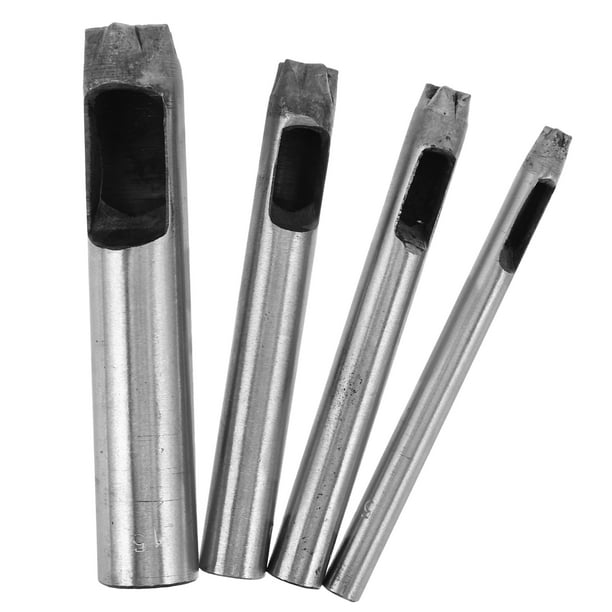 Juego de 4 perforadoras de cuero para manualidades, perforadora de acero con forma de estrella de cinco puntas para cinturones de cuero y tela