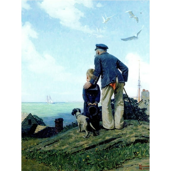 Art.com The Stay at Homes (or Outward Bound; Looking Out to Sea) Giclee Print by Norman Rockwell, 12" x 16"