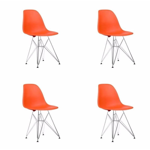 Eiffel Dining Chair with Chrome Base - Orange
