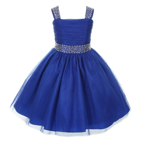 Cinderella Couture Little Girls Royal Blue Rhinestone Sleeveless Dress 2-6