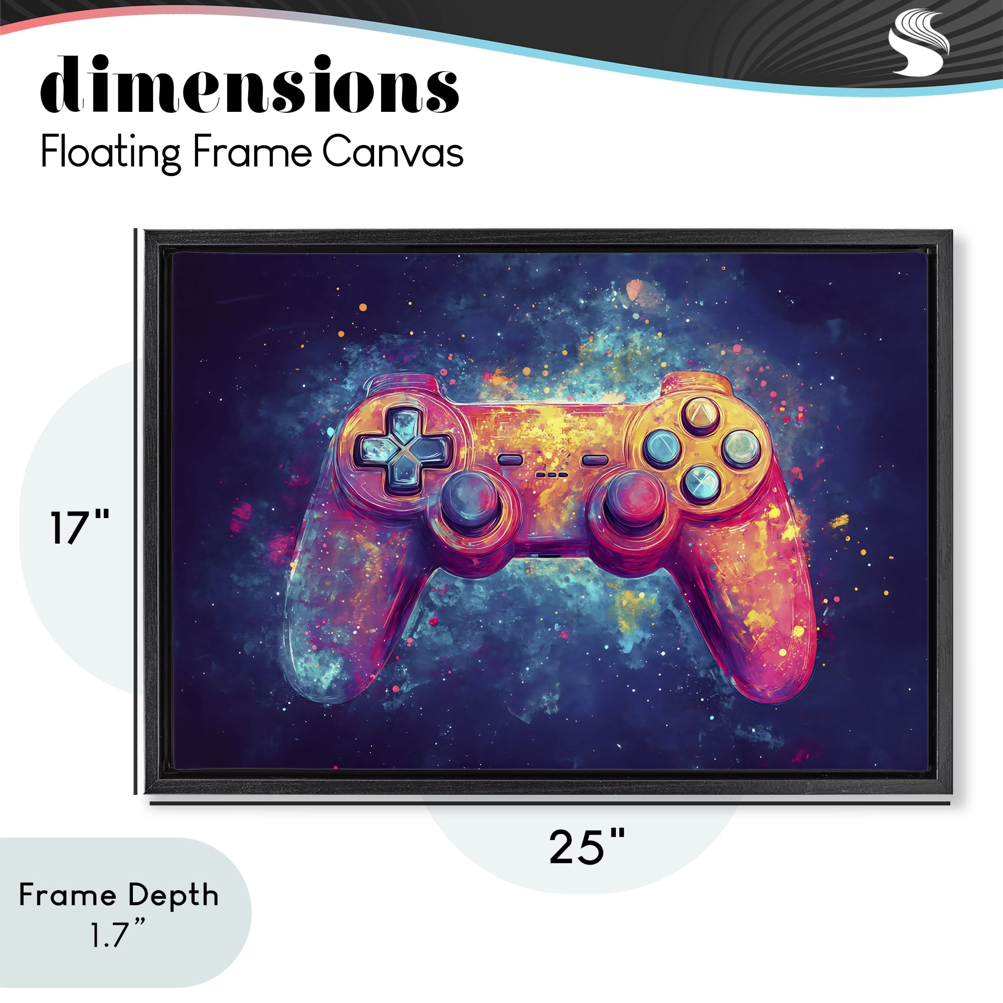 Stupell Industries Futuristic Cosmic Game Controller Black Framed Floater Canvas Wall Art, design by Creative Studio