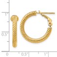 thumbnail image 7 of 14K Yellow Gold 3X15 Twisted Round Omega Back Hoop Earrings, 7 of 7