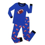 Elowel Boys Football 2 Piece Pajama Set 100% Cotton Size 7 Blue