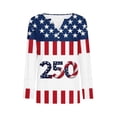 thumbnail image 4 of USA 250th Anniversary Shirt Women's Stars and Stripes Patriotic Graphic Tee Short Sleeve Top Fourth of July Celebration National Day Commemorative Shirt V Neck Three Quarter Sleeve White XXXXL, 4 of 4