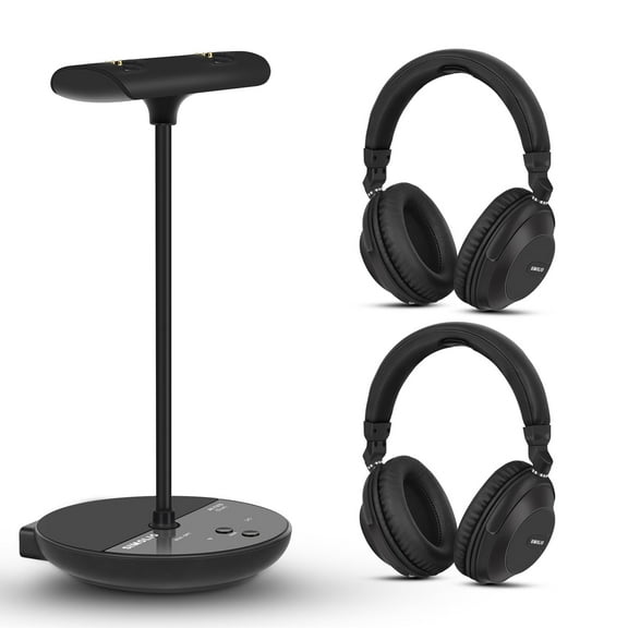Simolio Dual Wireless Headphones for TV, 100ft Working Range, No Pairing, No Audio Delay, for Seniors, SM-737D2 (New)