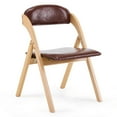 thumbnail image 3 of Hassch 2 Pack Folding Chairs with Cushion, Indoor & Outdoor Portable Seat with Wood Frame for Events Wedding Party, Natural & Brown, 3 of 10