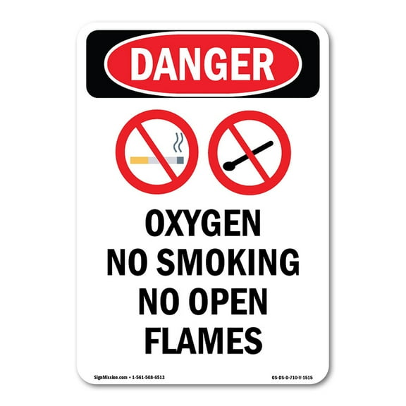 OSHA Danger Sign -  Oxygen No Smoking No |  Aluminum Sign | Protect Your Business, Construction Site, Warehouse & Shop Area |  Made in The USA