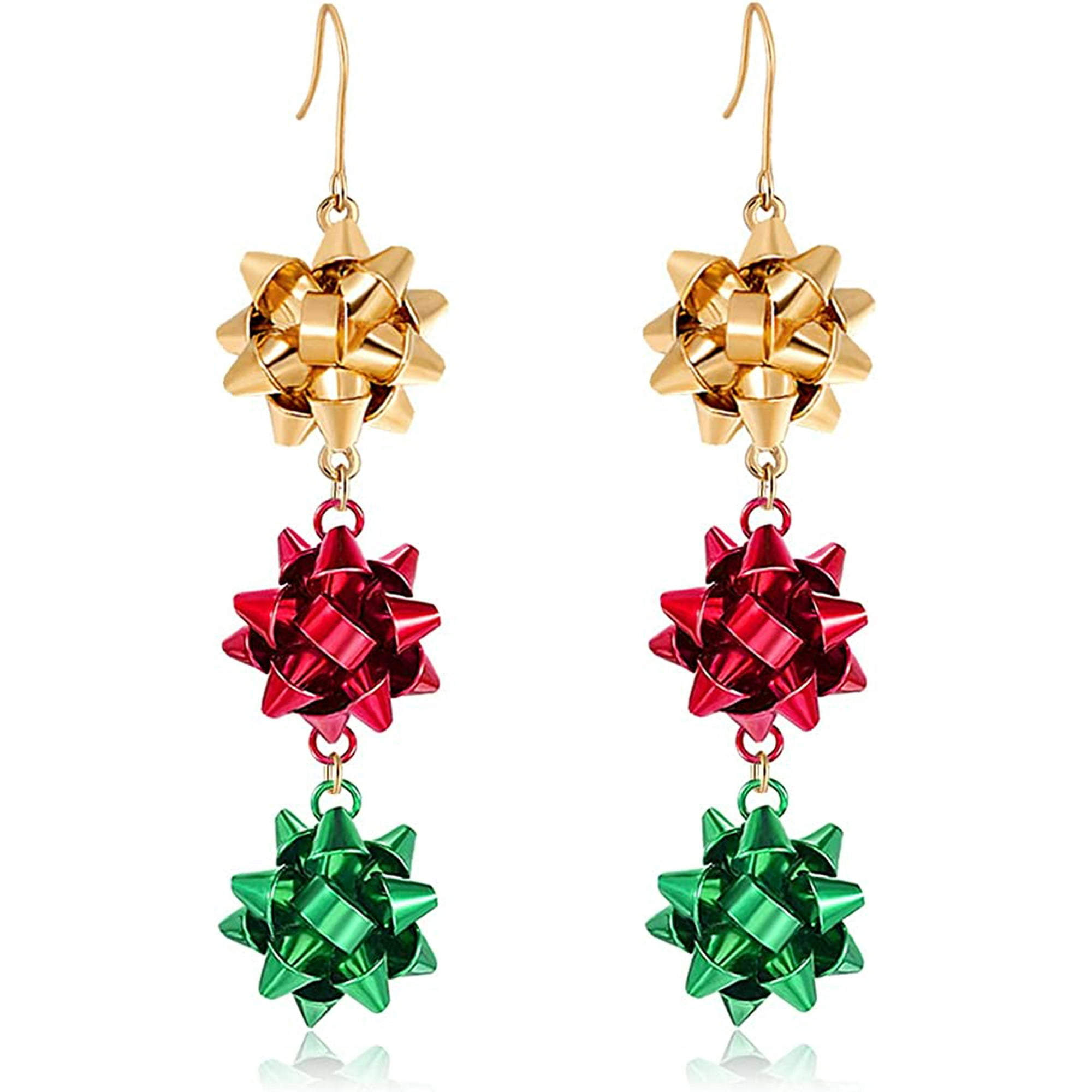 Gold christmas bow earrings deals