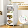 thumbnail image 6 of VECELO Bathroom Storage Cabinet with Movable Wheels, Foldable Storage Cabinets with 2 Drawers and 1 Cabinet, Adjustable Shelf, Narrow Bathroom Storage Organizer for Small Spaces, Kitchen,White, 6 of 12