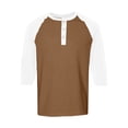 thumbnail image 7 of Dwelliawo Men's Henley 3/4 Sleeve Raglan Baseball Tee Button Detail Athletic Jersey for Sport Daily Fall 2026 Wear Light Light Brown M, 7 of 7