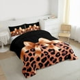 thumbnail image 3 of Homewish Leopard Print 3 Pieces Queen Comforter Set For Teens Boys Girls,Kawaii Bow Ultra Soft Bedding Sets,Black Orange Bedding Comforter Set,Super Cozy Room Decor,Reversible, 3 of 8