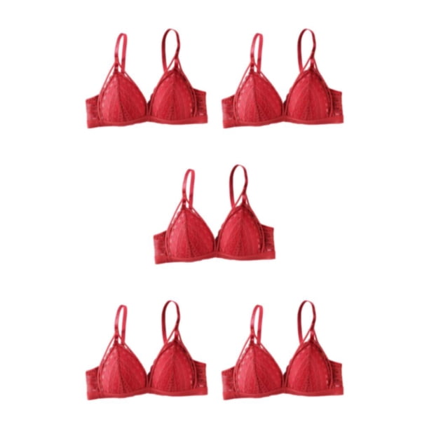 Sujetador sin aros Minnieouse para mujer lencería de realce copa de tres esquinas ropa interior transpirable Bralette Rojo S/M 70/75AB