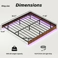 thumbnail image 6 of Generic Walnut King Floating Bed Frame with LED Lights, Wave Curve Wood Texture Bed with Heavy Duty Metal Slats - No Box Spring Needed., 6 of 9