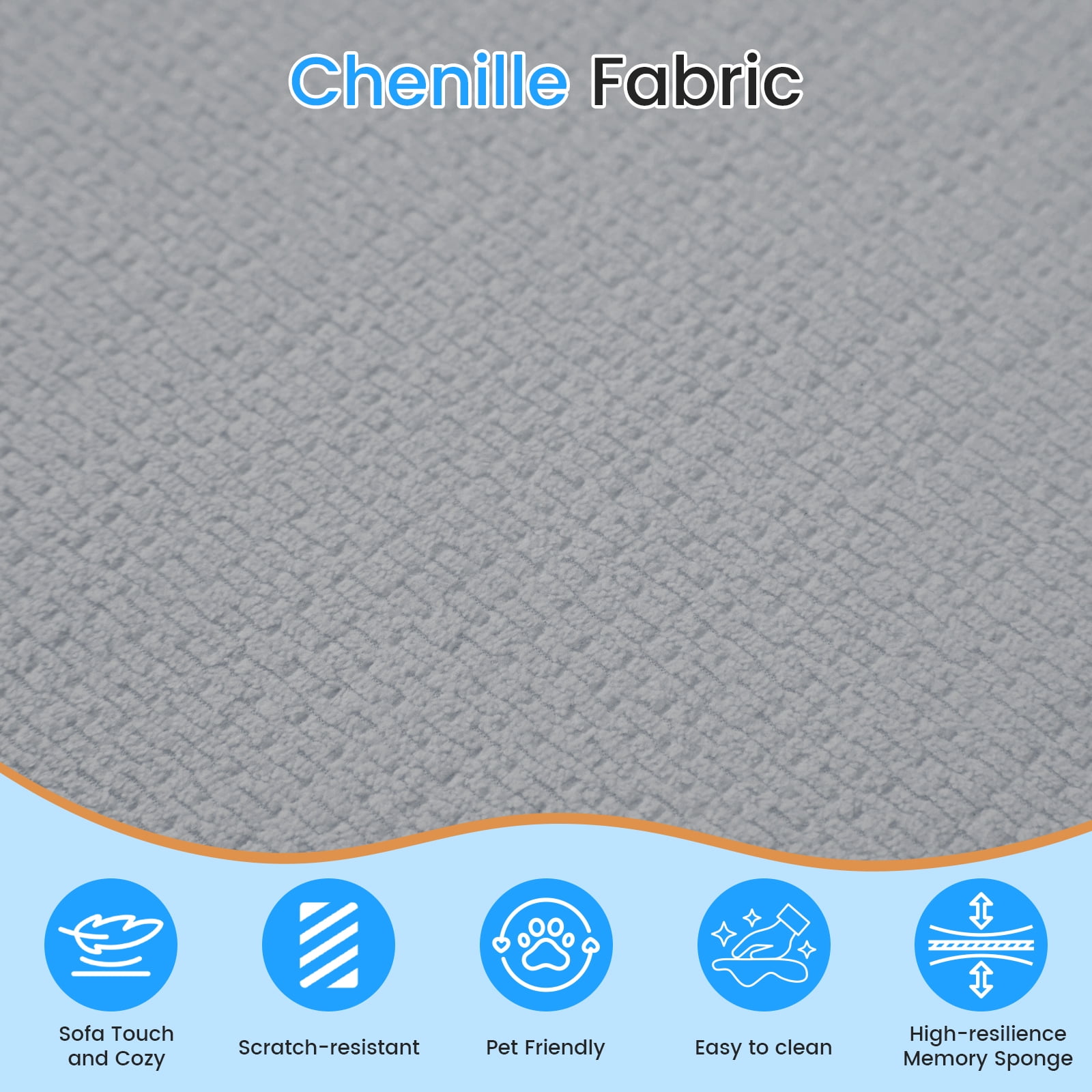ZAFLY 67” Cloud Comfy Sofa, Deep Seat Loveseat for Living Room, Chenille 2 Seater Cloud Couch, No Assembly Required - Light Gray