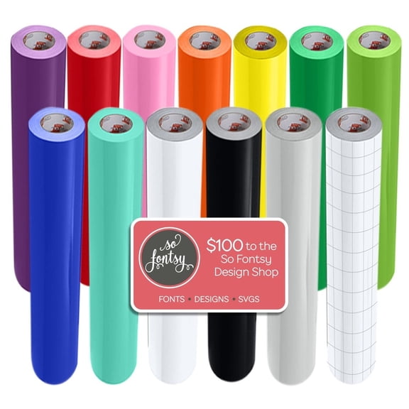 Oracal 651 Glossy 24" x 6 Ft Vinyl Rolls Plus Transfer Tape & Designs - 12 Pack