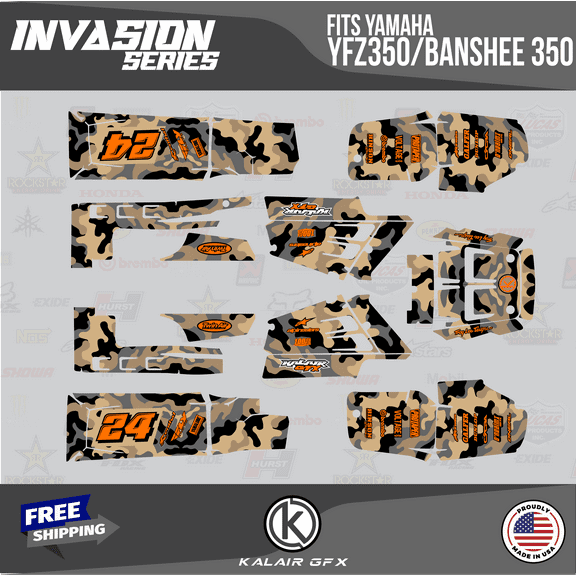 Kalair GFX Graphics Kit for Yamaha ATV BANSHEE 350 (2001-2012) Invasion Series
