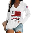thumbnail image 2 of LEKODE Women's 250 Anniversary V Neck Shirt USA Flag Patriotic 4th of July Graphic Blouse Z1 White 3XL, 2 of 5