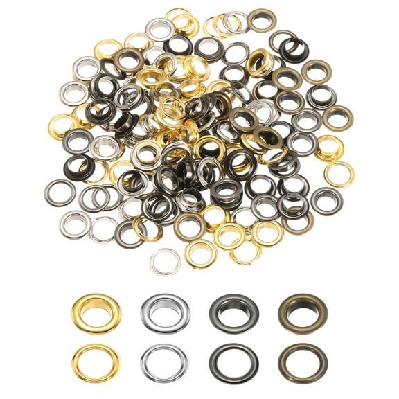 Uxcell 100 Set 3/8" Grommets Eyelets with Washers for Belts Clothes Bead Cores DIY Project Gold Silver Grey Bronze
