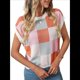 thumbnail image 2 of Suéter de Verano para Mujer, de Punto, con Cuello Redondo, Mangas y Bloques de Color, Rosa y Naranja, Talla XL, 2 of 9