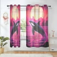 thumbnail image 5 of Dolphins and Sunset Semi Sheer Curtains for Living Room Bedroom Set of 2 Insulated Window Drapes, 5 of 6