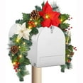 thumbnail image 3 of Mouliraty Christmas Mailbox Swag Garland with Poinsettias Flowers, 90cm Christmas Pineapple Mail Box Decoration Home LED Glowing Dead Branch Decoration, 3 of 6