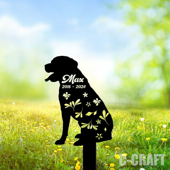 C-CRAFT Custom Rottweiler Dog Memorial Metal Yard Stake Weather Resistant for Outdoor Decor