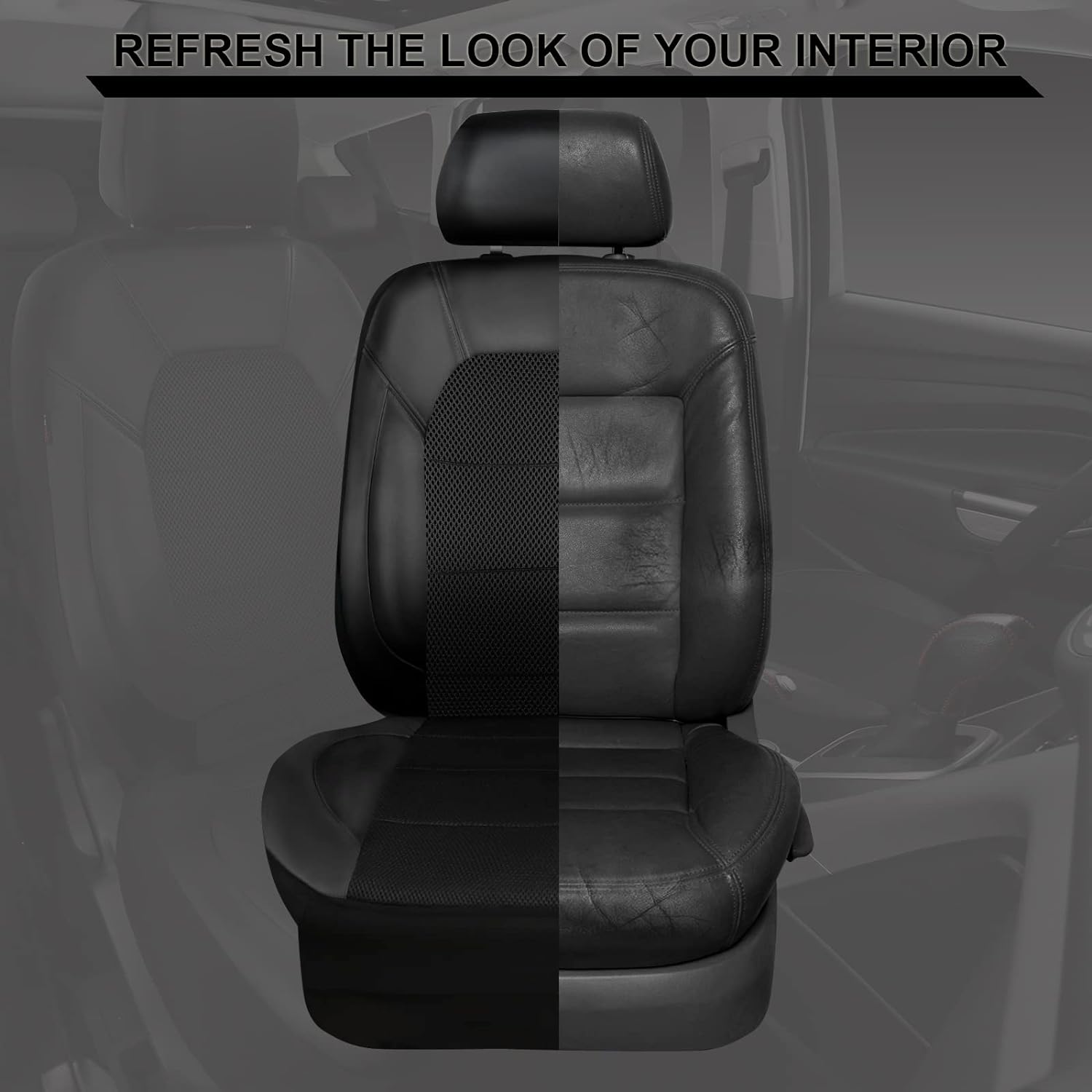 9-Piece Universal Car Seat Cover Set – PU Leather, Waterproof – Black – Fits 5 Seats