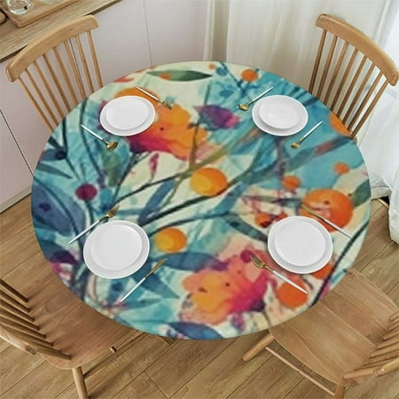 

BANET Tablecloth Hawaiian Herbs Flowers and Berry Washable Dust-Proof Polyester Table Cover for Kitchen Dinning Tabletop Decoration 46 -50