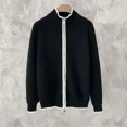 thumbnail image 5 of Suéter de punto para hombre, con cuello y cremallera, ropa para hombre, cárdigan con cremallera empalmada, sudadera negra, réplica informal de alta calidad TX, 5 of 5