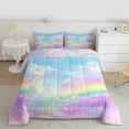 thumbnail image 2 of jejeloiu Multicolor Gradient Rainbow Queen Comforter Set,Galaxy Sky Clouds Bedding Comforter Set For Kids Reversible 3 Pieces, 2 of 8