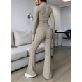 thumbnail image 4 of Conjunto de Dos Piezas para Mujer, Pantalón Corto de Larga con Cremallera y Pantalones, Chándal Sexy y Ajustado para Estar en Casa. Caqui L, 4 of 8