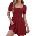 thumbnail image 6 of Maqroz Elegant Dresses for Women Solid Square Neck Lace Up Backless Sundress Summer Beach Vacation Wedding Guest Dress Red XL, 6 of 6