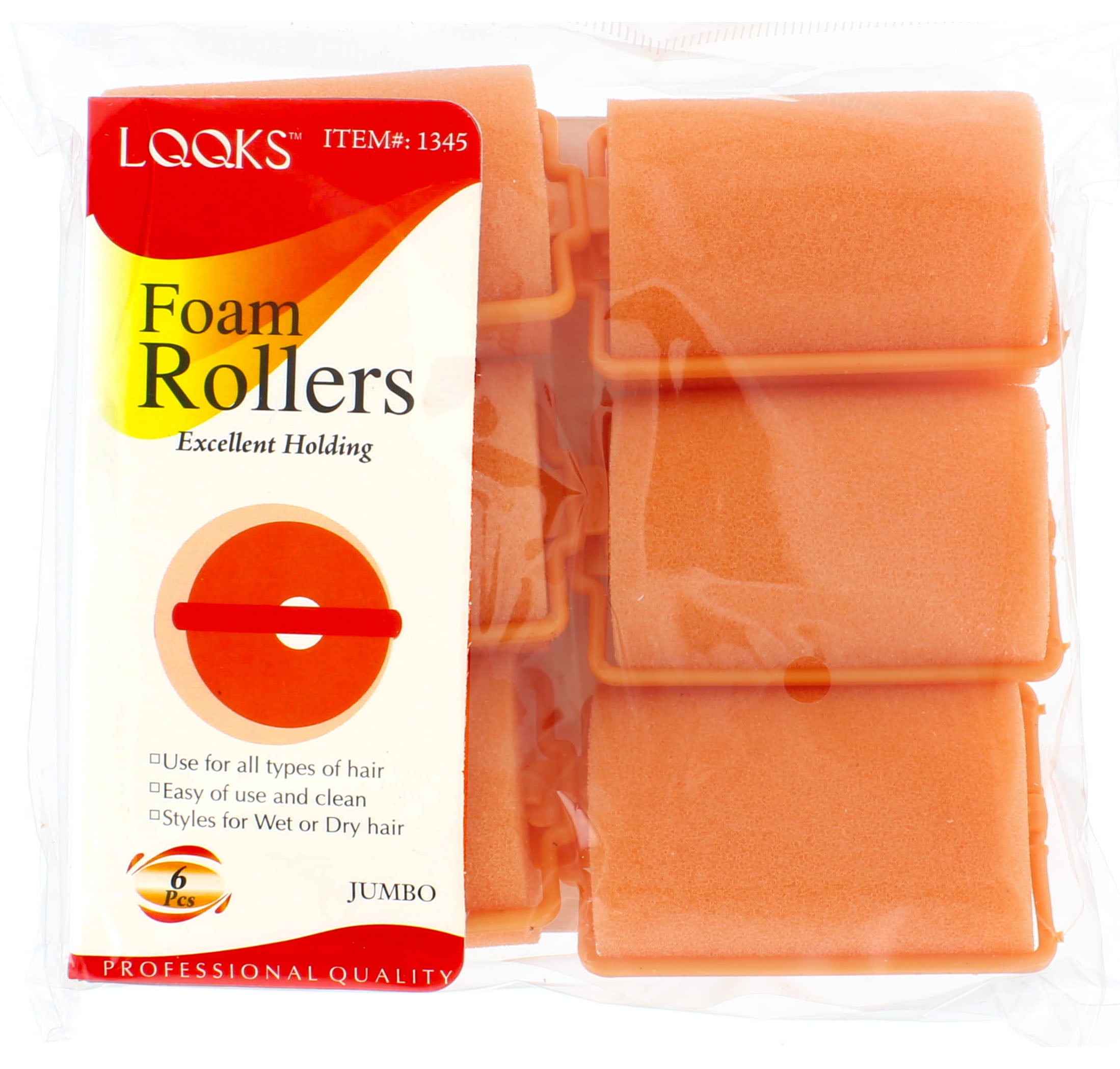 LQQKS Orange Jumbo Foam Hair Rollers 6Pack, Voluminous Styling