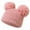 Pink, variant on HAiming Boys Girls Winter Warm Soft Knit Hats Solid Color with 2 Pompom Ball Kids Cuffed Skull Cap