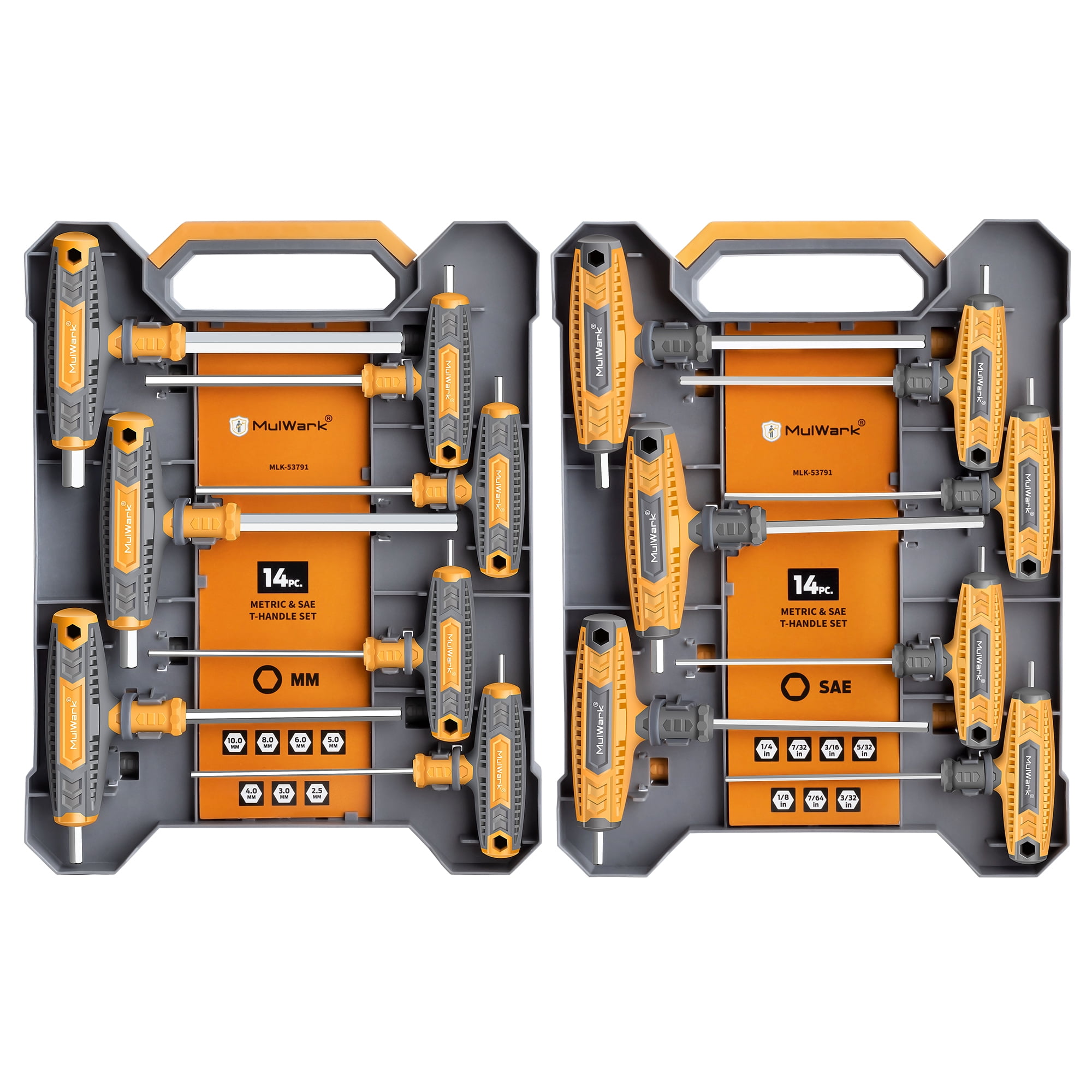Mulwark 14 PC Thandle Allen Wrench Set Metric and Standard, T Handle