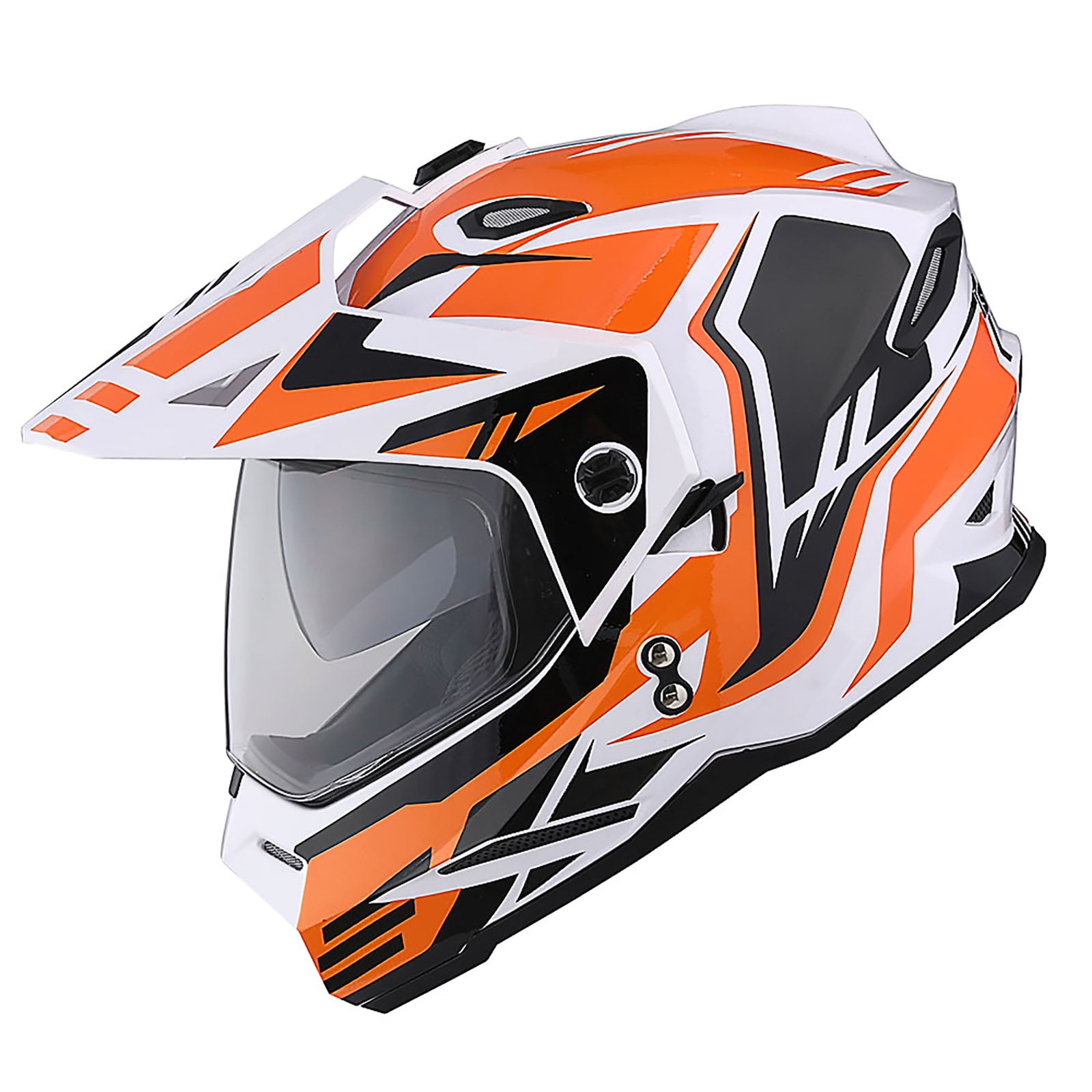 1Storm Dual Sport Motorcycle Motocross Off Road Full Face Helmet Dual Visor HF802 Storm Force Orange + Motorcycle Bluetooth Headset