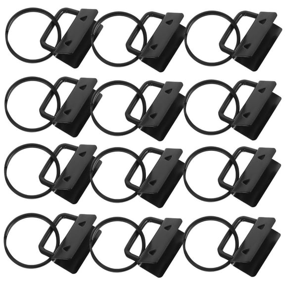 LEORX 30Pcs Key Fob Hardware Black Key Ring Fob Simple Design for Handbags Daily Use