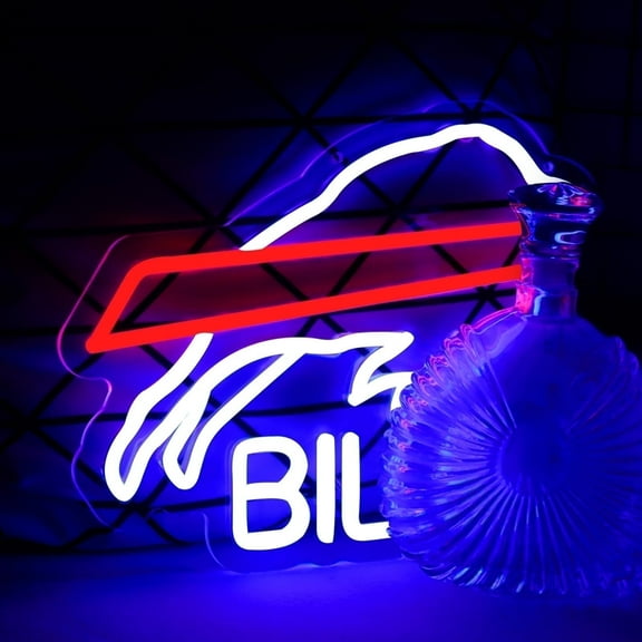 JFLLamp Buffalos Neon Sign, Football Team Led Light Wall Decor for Man Cave Beer Bar Pub(10*13 inch)