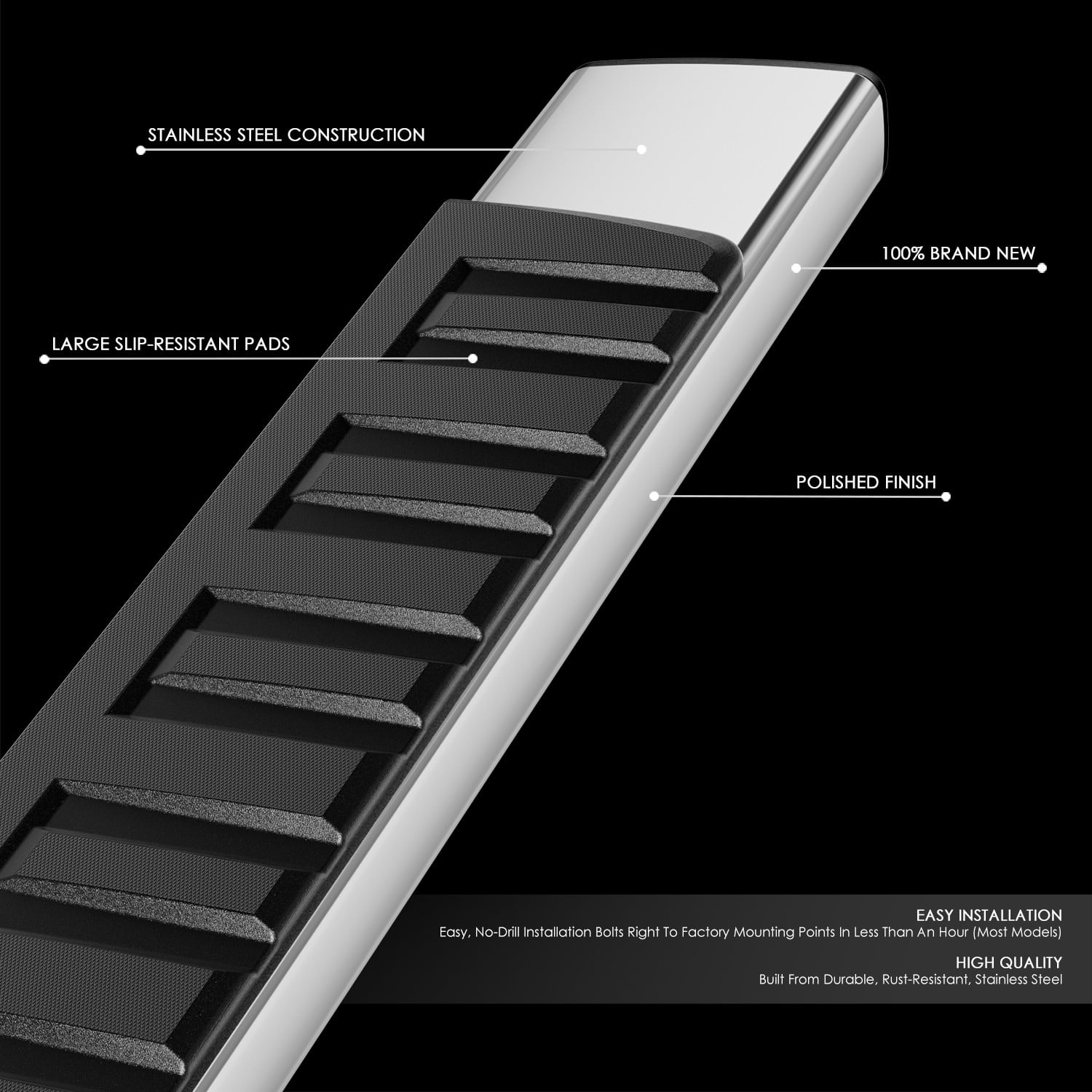 DNA Motoring For 07-19 Silverado Sierra Extended Cab Chrome SS 6" Running Board Side Step Nerf Bar