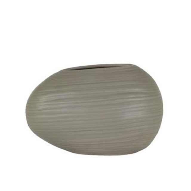 Urban Trends Collection 52709 Ceramic Short Irregular Vase with Combed Design Body & Tapered Bottom, Gray - Small