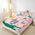 thumbnail image 5 of Homewish Cute Zoo Animal Twin Sheet Sets for Teen, Kawaii Elephant Crocodile Twin Fitted Sheet, Girly Pink Cartoon Theme Flat Sheet, Ultra Soft Bedroom Decor, 3 Pieces, 5 of 8