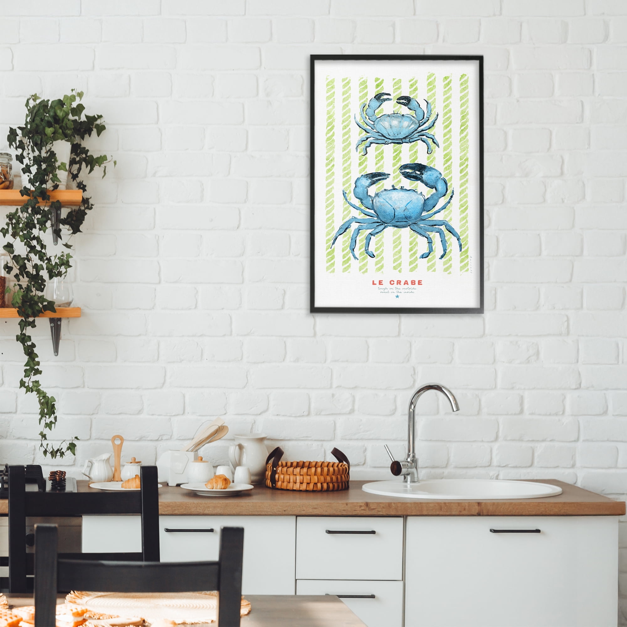Stupell Industries Modern Bistro Crabs Black Framed Giclee Art, design by Chad Barrett