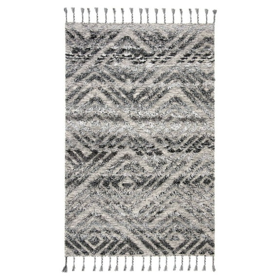SAFAVIEH Casablanca Gorden Geometric Shag Area Rug, Charcoal, 5' x 8'