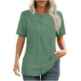 thumbnail image 3 of Tops de punto para mujer,Camisa informal de manga corta holgada para mujer, cuello redondo, tejido de poliéster, ideal para uso diario en primavera y verano, sopatenor, 3 of 9