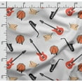 thumbnail image 2 of Soimoi Musical Instruments Print, Silk Fabric, Decor Sewing Fabric by The Yard 42 Inch Wide,Decorative Fabric for Shirts Suits Ties, Orange, 2 of 5